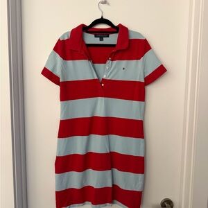 Tommy Hilfiger Red and Light Blue Polo Shirt